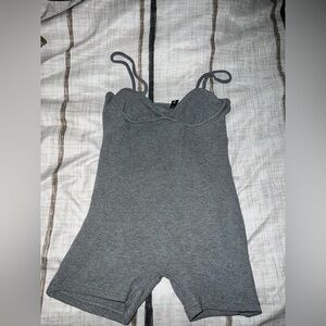 Gray Sleeveless Knit Romper